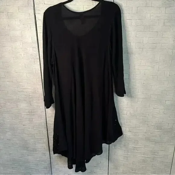 India Boutique black purple, Hi Low Long sleeve Dress sequence and embroidery - Picture 2 of 4